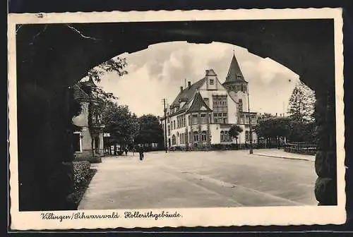 AK Villingen /Schwarzwald, Strassenpartie am Hollerithgebäude