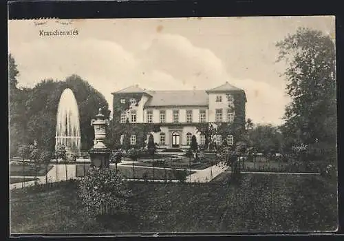 AK Krauchenwies, Blick auf das Schloss mit Fontaine