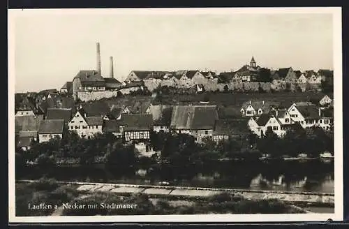 AK Lauffen a. N., Ortsansicht mit Stadtmauer