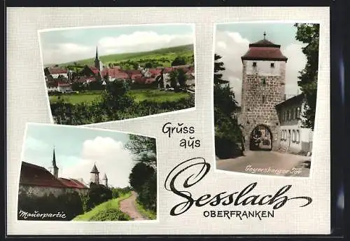 AK Sesslach /Ofr., Mauerpartie, Geyersberger Tor, Ortsansicht