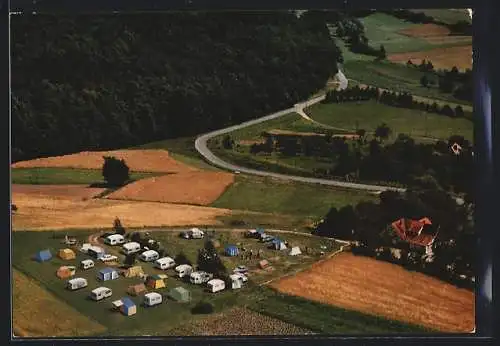 AK Wüsten-Welsberg /Kr. Ebern, Campingplatz u. Gasthaus Rückertklause, Fliegeraufnahme