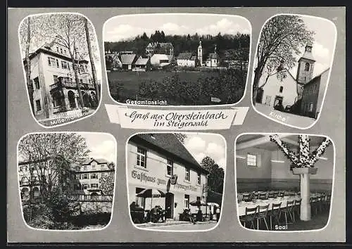 AK Obersteinbach im Steigerwald, Schullandheim Mittelfranken, Kirche, Gasthaus zum schwarzen Adler