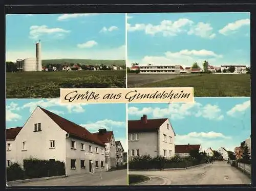 AK Gundelsheim /Bamberg, Gasthof, Strassenpartie, Betonbau mit Turm