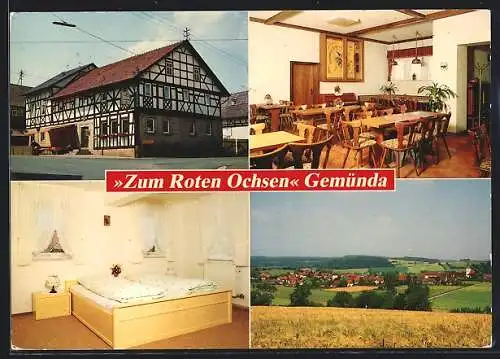 AK Gemünda, Gasthaus zum Roten Ochsen, Ortsansicht