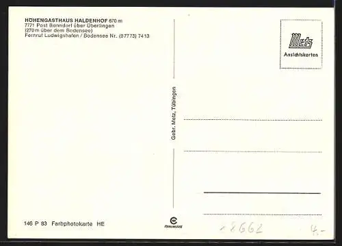 AK Bonndorf / Bodensee, Höhengasthaus Haldenhof