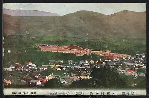 AK Otaru, Ortsansicht aus der Vogelschau