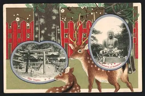 Künstler-AK Kamakura, The Daibutsu, Nikko Temples, Japanische Kunst