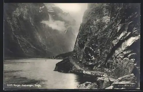 AK Gudvangen /Sogn., Weg am Fjord