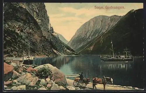 AK Gudvangen /Sogn, Schiff auf dem Fjord