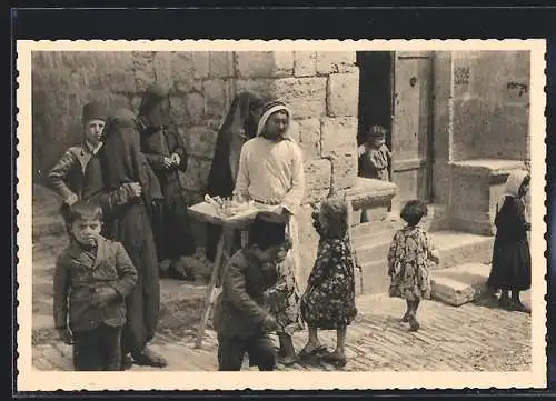 AK Jerusalem, Strassenverkäufer mit Kindern