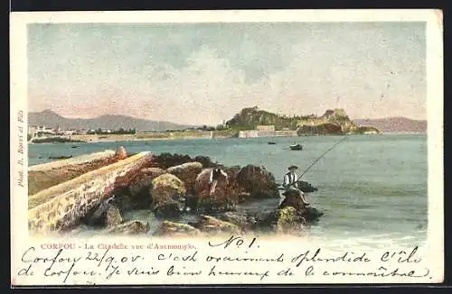 AK Corfou, La Citadelle vue d'Anemomylo