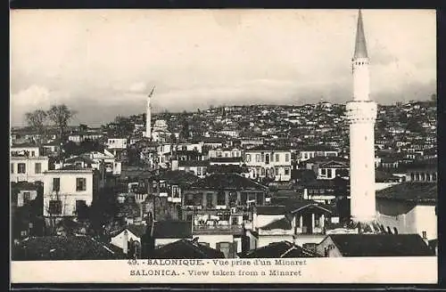 AK Salonique / Salonica, Vue prise d`un minaret, View taken from a Minaret