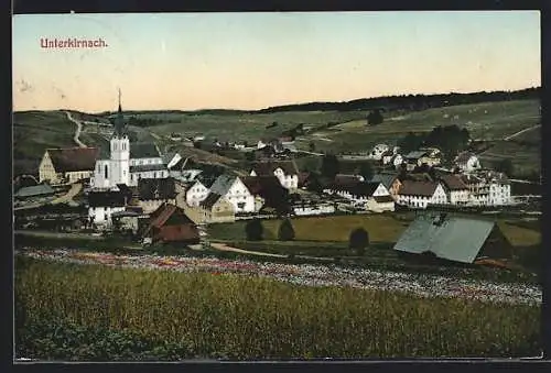 AK Unterkirnach, Teilansicht mit Kirche