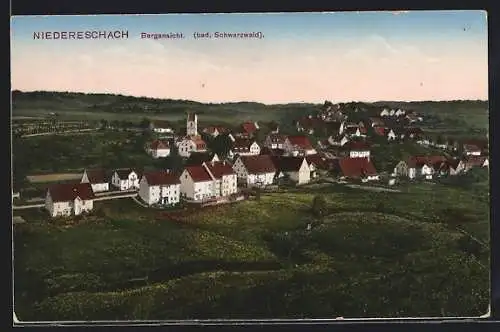 AK Niedereschach /Bad. Schwarzwald, Teilansicht mit Kirche