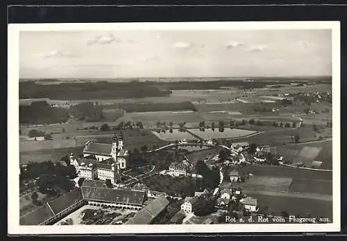 AK Rot a. d. Rot, Blick zum Kloster, Fliegeraufnahme