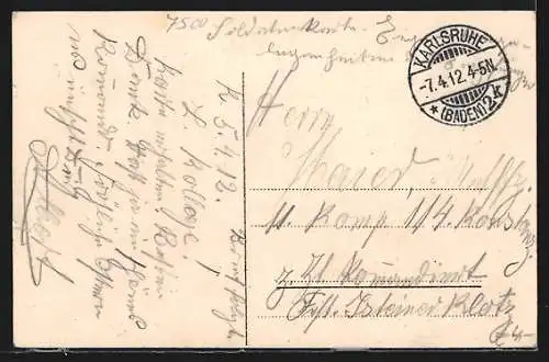 AK Karlsruhe i. B., Östlicher Teil der Kaiserstrasse mit Geschäften