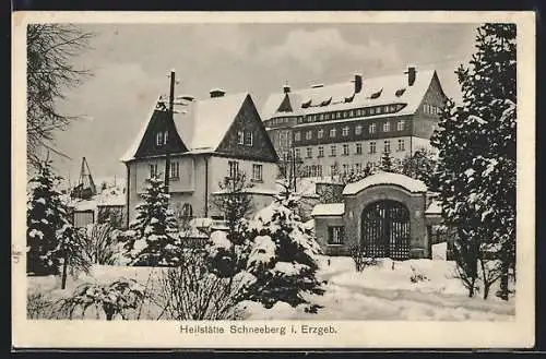 AK Schneeberg i. Erzgeb., Heilstätte im Schnee