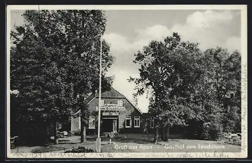 AK Apen, Gasthof zum Leuchtturm