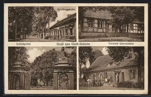 AK Gross-Behnitz, Sandkrugstrasse, Forsthaus Heineberg, Vorwerk Quermathen