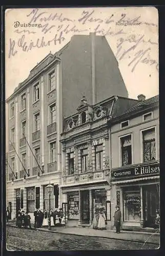 AK Duisburg, Königstrasse mit Café und Conditorei E. Hülsev