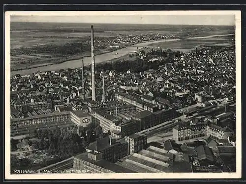 AK Rüsselsheim a. Main, Opel-Werk und Stadt vom Flugzeug aus