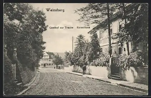 AK Weinsberg, Gasthof zur Traube und Kernerhaus, Strassenpartie