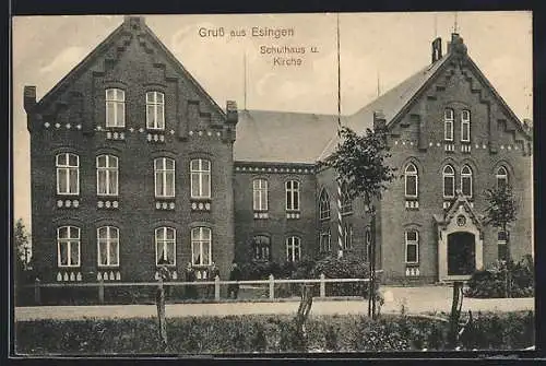 AK Esingen / Uetersen, Schulhaus und Kirche
