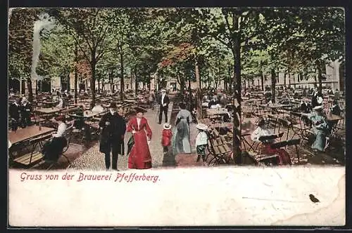 AK Berlin-Prenzlauer Berg, Gasthaus Brauerei Pfefferberg, Gartenansicht