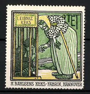 Reklamemarke Leibniz-Keks, H. Bahlsens Keks-Fabrik, Hannover, Szene aus dem Märchen Hänsel und Gretel