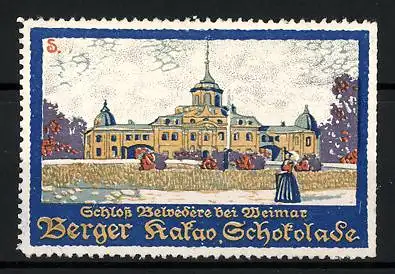 Künstler-Reklamemarke Sigmund von Suchodolski, Weimar, Schloss Belvedere, Berger Kakao & Schokolade