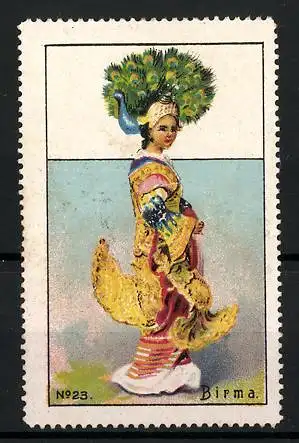 Reklamemarke Birma, Frau in traditioneller Tracht