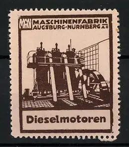 Reklamemarke MAN Dieselmotoren der Maschinenfabrik Augsburg-Nürnberg AG