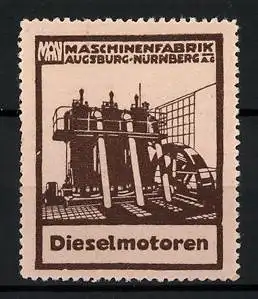 Reklamemarke MAN Dieselmotoren der Maschinenfabrik Augsburg-Nürnberg AG