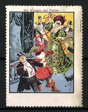 Künstler-Reklamemarke Arth. Thiele, Die Königin des Festes, Karneval, Fasching