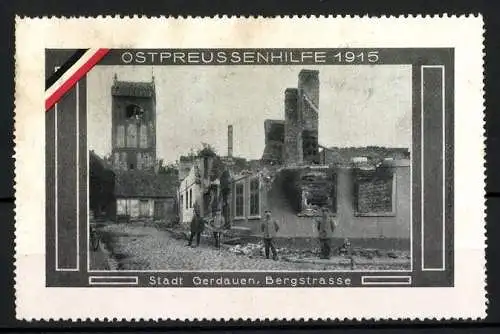 Reklamemarke Gerdauen, Bergstrasse, Ostpreussenhilfe 1915