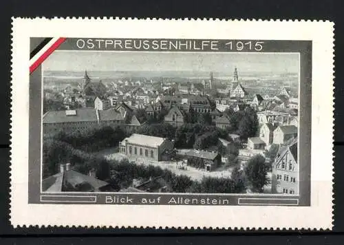 Reklamemarke Allenstein, Panorama, Ostpreussenhilfe 1915