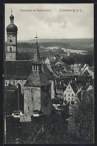 AK Landsberg a. L., Pfarrkirche mit Schmalzturm