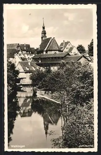 AK Waiblingen, Ortsansicht mit Kirche