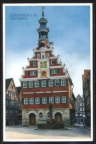 AK Esslingen / Neckar, Altes Rathaus, Brunnen