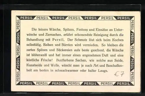 Vertreterkarte Persil, das Persil-ABC, Im Urwald bibts der Affen viel, die Unterwäsche pflegt Persil