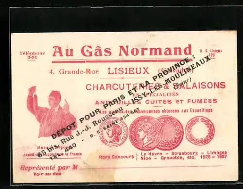 Vertreterkarte Lisieux, Au Gas Normand, 4 Grande-Rue