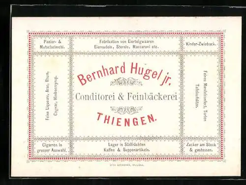 Vertreterkarte Thiengen, Conditorei & Feinbäckerei, Bernhard Huge jr.