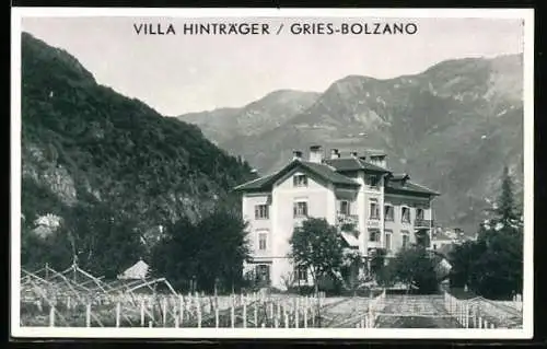 Vertreterkarte Gries-Bolzano, Villa Hinträger, Propr. Helene Hinträger