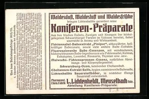 Vertreterkarte Meuselbach i. Th., Koniferen-Präparate, Pharmmazeut. Chem. Fabrik. L. Lichtenheldt