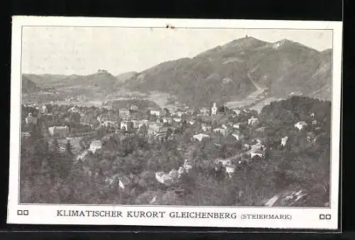 Vertreterkarte Gleichenberg, Hotel Styria, Hotel Terrasse, Rückseite Blick auf Gleichenberg