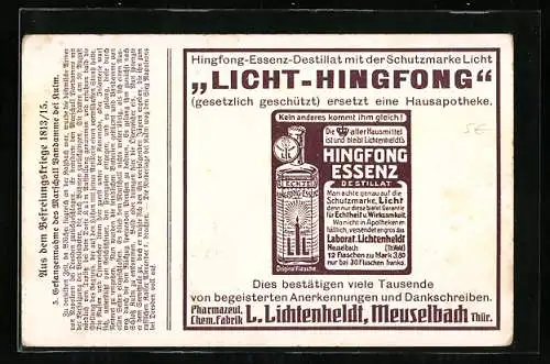 Vertreterkarte Meuselbach i. Th., Licht-Hingfong Essens, Pharmazeut. Chemn. Fabrik L. Lichtenheldt