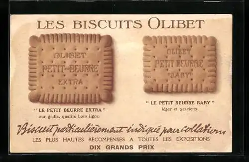 Vertreterkarte Paris, Les Biscuits Olibet, le petit Beurre Extra, le petit Beurre Baby