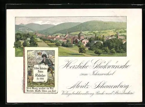 Vertreterkarte Verlagsbuchhandlung Moritz Schauenburg, Buch- und Steindruckerei