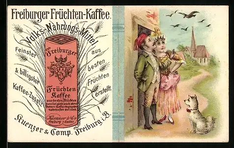 Vertreterkarte Freiburg i. B., Freiburger Früchten-Kaffee, Volks-Nahrungs-Mittel, Die sieben Raben
