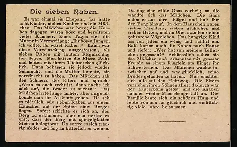 Vertreterkarte Freiburg i. B., Freiburger Früchten-Kaffee, Volks-Nahrungs-Mittel, Die sieben Raben